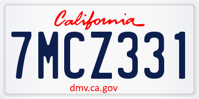 CA license plate 7MCZ331