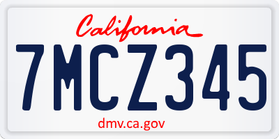 CA license plate 7MCZ345