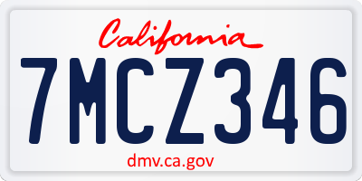 CA license plate 7MCZ346