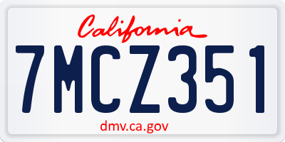 CA license plate 7MCZ351