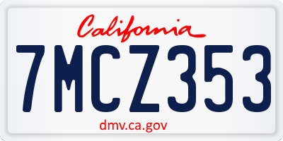 CA license plate 7MCZ353