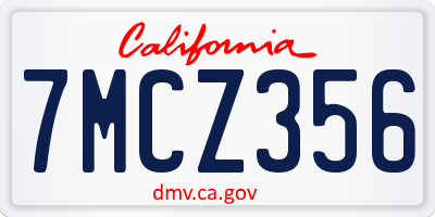CA license plate 7MCZ356