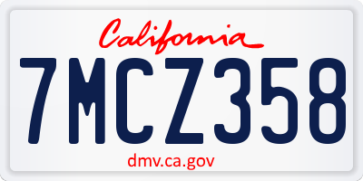 CA license plate 7MCZ358