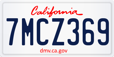 CA license plate 7MCZ369