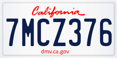 CA license plate 7MCZ376