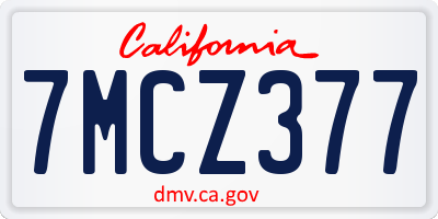 CA license plate 7MCZ377