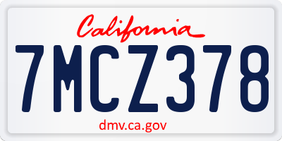 CA license plate 7MCZ378