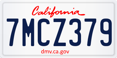 CA license plate 7MCZ379