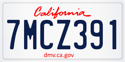 CA license plate 7MCZ391