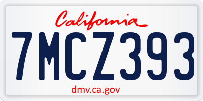 CA license plate 7MCZ393