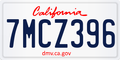 CA license plate 7MCZ396