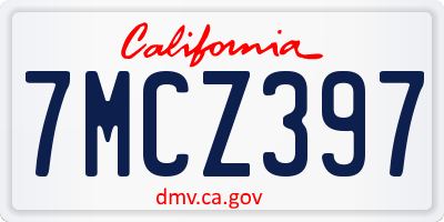 CA license plate 7MCZ397