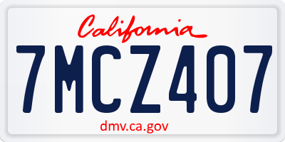 CA license plate 7MCZ407