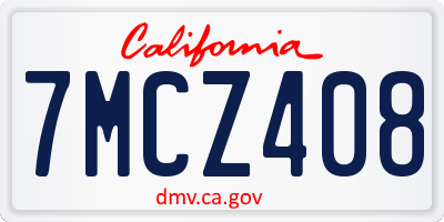 CA license plate 7MCZ408