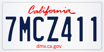 CA license plate 7MCZ411