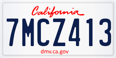 CA license plate 7MCZ413