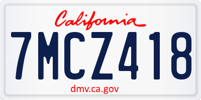 CA license plate 7MCZ418