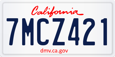 CA license plate 7MCZ421