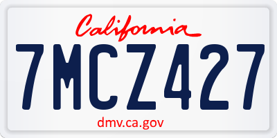 CA license plate 7MCZ427