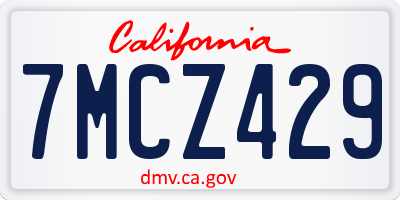 CA license plate 7MCZ429