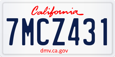 CA license plate 7MCZ431