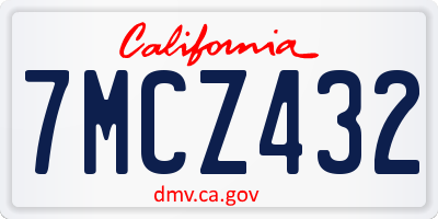 CA license plate 7MCZ432