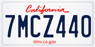 CA license plate 7MCZ440