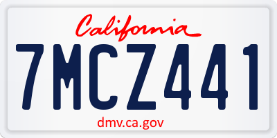 CA license plate 7MCZ441