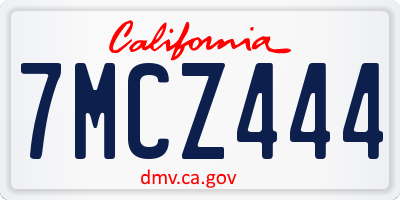 CA license plate 7MCZ444