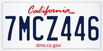 CA license plate 7MCZ446