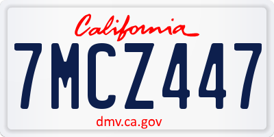 CA license plate 7MCZ447