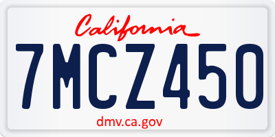 CA license plate 7MCZ450