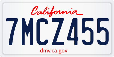 CA license plate 7MCZ455