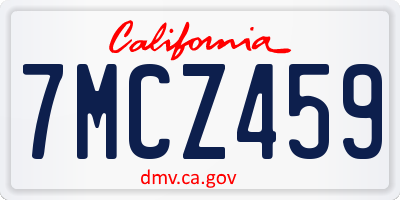 CA license plate 7MCZ459