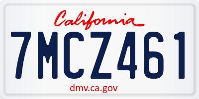 CA license plate 7MCZ461