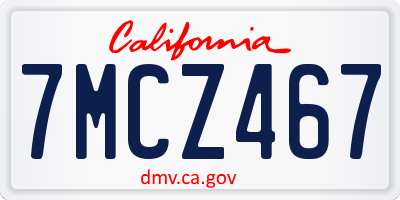 CA license plate 7MCZ467