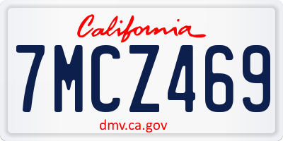 CA license plate 7MCZ469