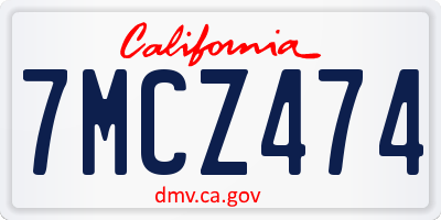 CA license plate 7MCZ474