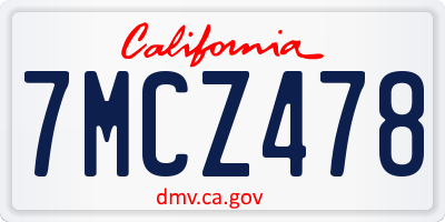 CA license plate 7MCZ478