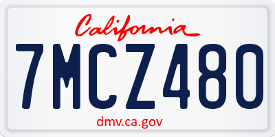 CA license plate 7MCZ480