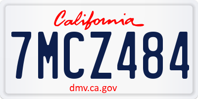 CA license plate 7MCZ484