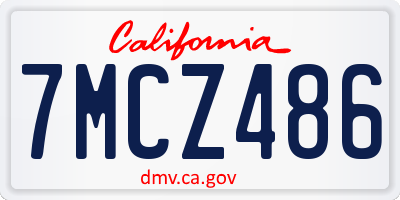 CA license plate 7MCZ486