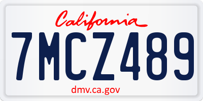 CA license plate 7MCZ489