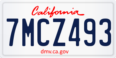 CA license plate 7MCZ493