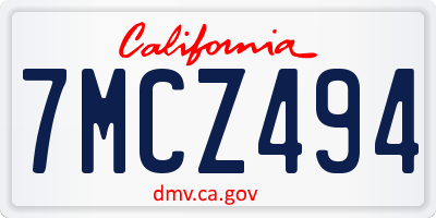 CA license plate 7MCZ494