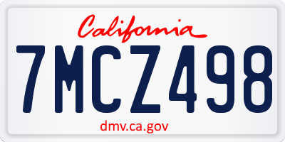 CA license plate 7MCZ498