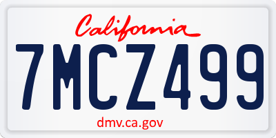 CA license plate 7MCZ499