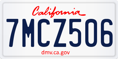 CA license plate 7MCZ506