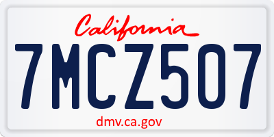 CA license plate 7MCZ507