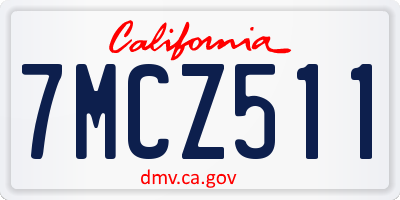 CA license plate 7MCZ511